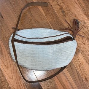 Urban Outfitters Cream Fanny Pack w/ Leather Strap